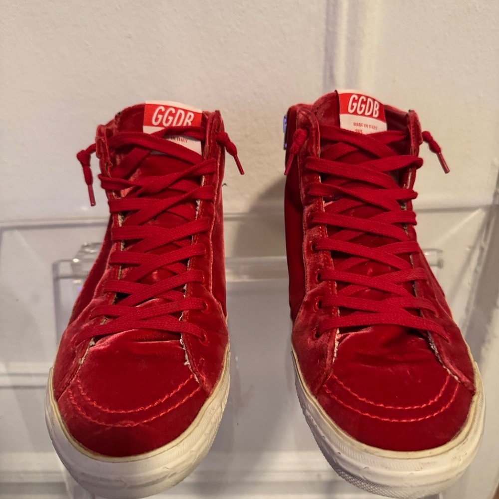 Golden Goose Red Velvet Slide High Top